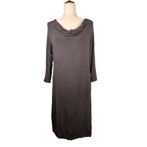EILEEN FISHER Cowl Neck Midi Dress Womens Small Gray Classic Minimalist
